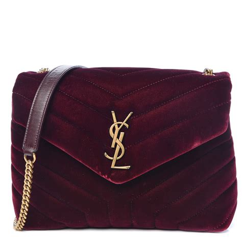 ysl loulou bag velvet burgundy|SAINT LAURENT Velvet Y Quilted Monogram Small Loulou .